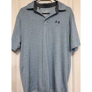 Under Armour Polo Shirt Men’s Medium Gray Short Sleeve Golf Performance HeatGear